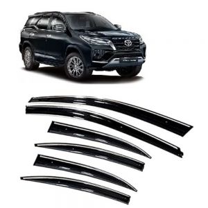 rain window door visor wind deflectors and sunshield protectors For Fortuner - black